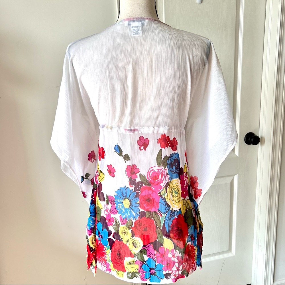 RHONA SUTTON Floral Sequin Embellished Drawstring Swim Cover Up—SZ. S/M - Picture 8 of 15